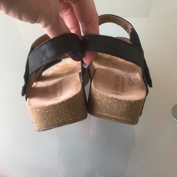 Josef Seibel Black Leather Tonga 25 Adjustable Strap Cork Comfort Sandals 38 LN - Picture 5 of 7